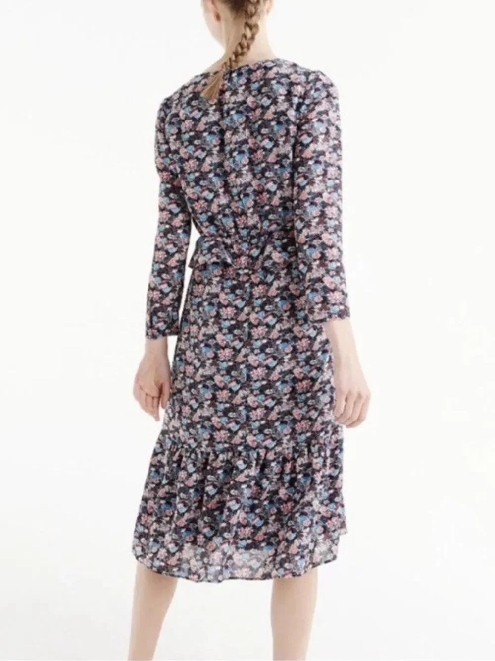 J. Crew Paisley Floral Ruffle Hem Dress sz 10 H3175